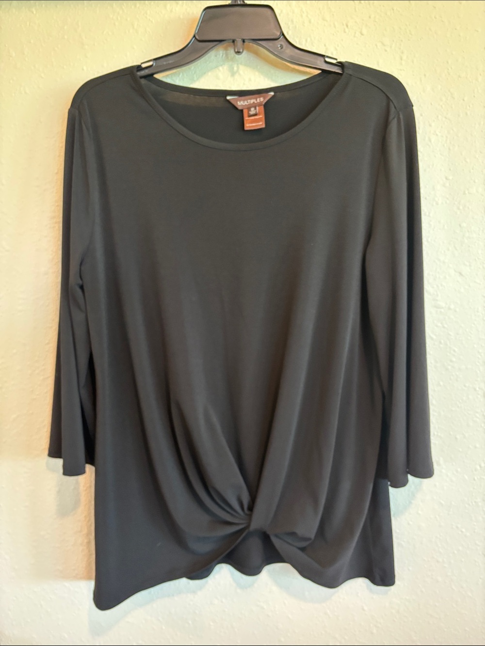 Multiples Black Twist-Knot Long Sleeve Tee